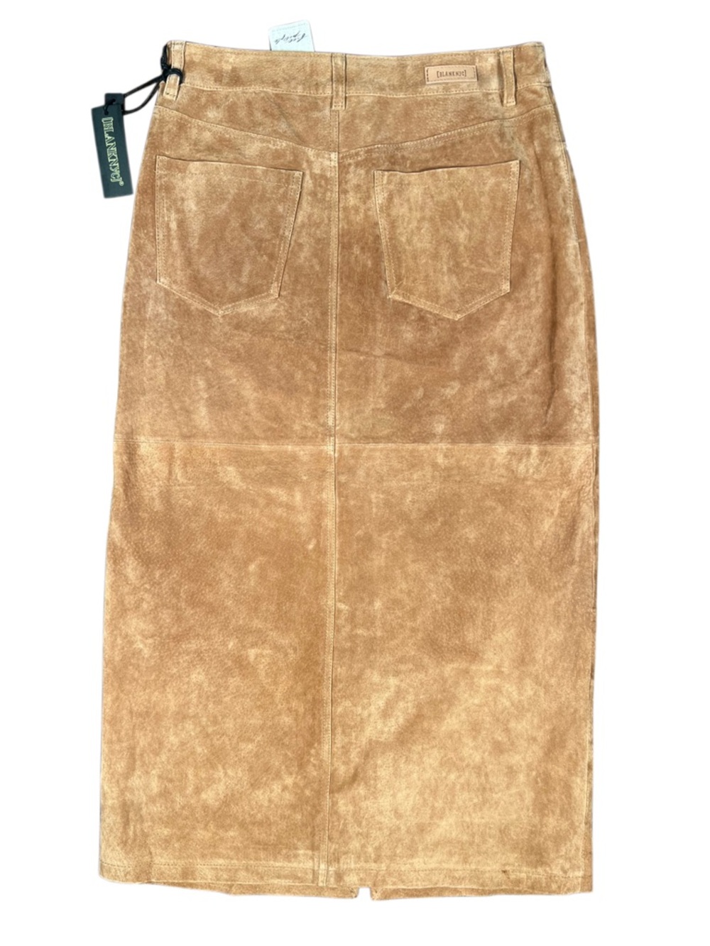 Blank NYC Genuine Suede Leather Midi Skirt NWT Camel Tan Size 28 Free People - Picture 3 of 9